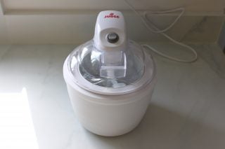 Judge Ice Cream Maker JEA57 on marble countertop.